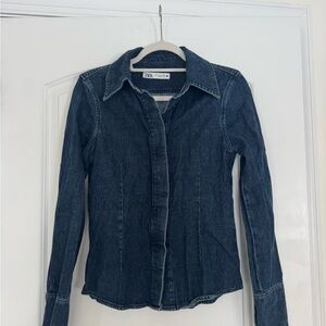 Zara Dark Blue Denim Button-Up